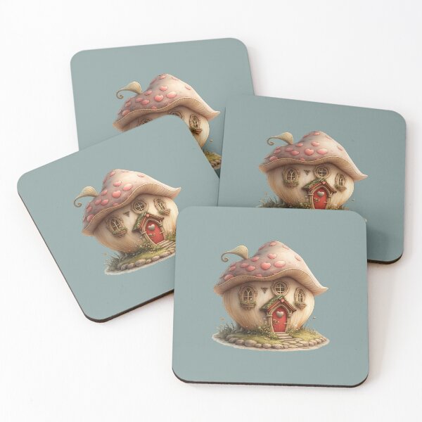 Item preview, Whimsical Mushroom House Cottage with Pink Hearts on the Roof designed and sold by DakotaPoppin.