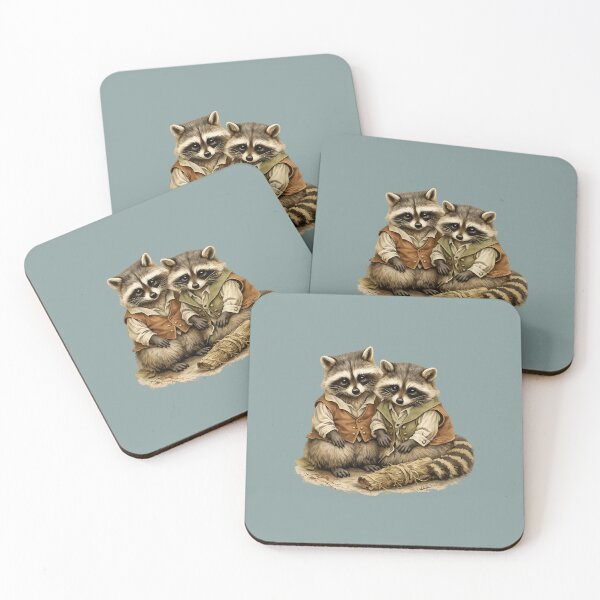 Item preview, Pair of Elegant Raccoons with Classic and Charming Vests. designed and sold by DakotaPoppin.