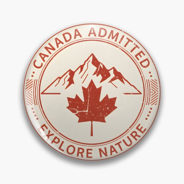 Item preview, Canada Admitted Explore Nature Travel Stamp Vintage Retro Mountain Maple designed and sold by DrawHandArt.