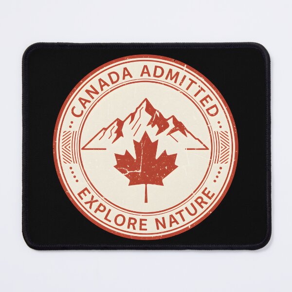 Item preview, Canada Admitted Explore Nature Travel Stamp Vintage Retro Mountain Maple designed and sold by DrawHandArt.