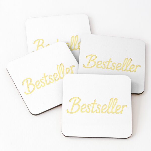 Item preview, Golden neon Bestseller script on solid black with soft highlights designed and sold by Creative88Art.