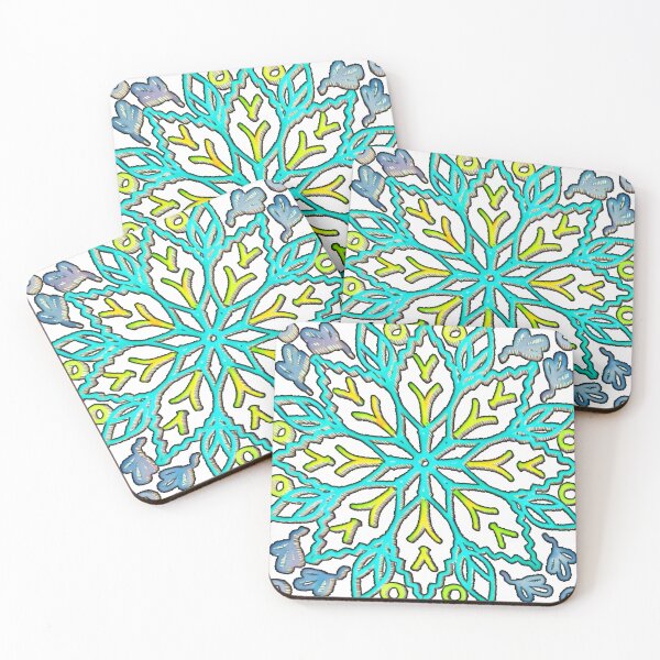 Item preview, "Cyan Floral Mandala with Vein Petals and Leaf Accents" designed and sold by nighttime1990.