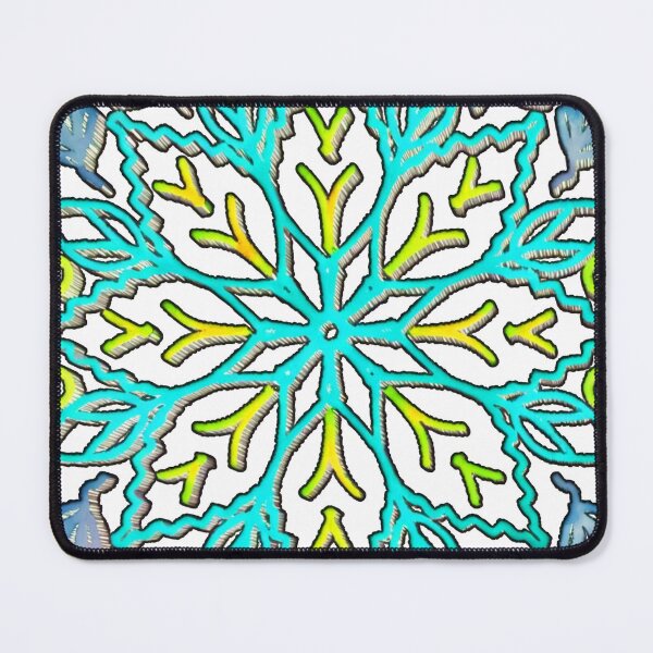 Item preview, "Cyan Floral Mandala with Vein Petals and Leaf Accents" designed and sold by nighttime1990.