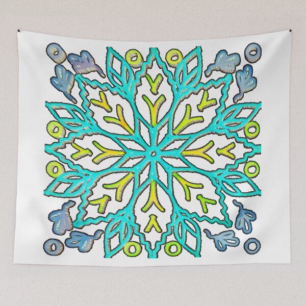 Item preview, "Cyan Floral Mandala with Vein Petals and Leaf Accents" designed and sold by nighttime1990.