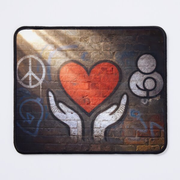 Item preview, Graffiti Red Heart With Hands on a Brick Wall designed and sold by Maria Dryfhout.