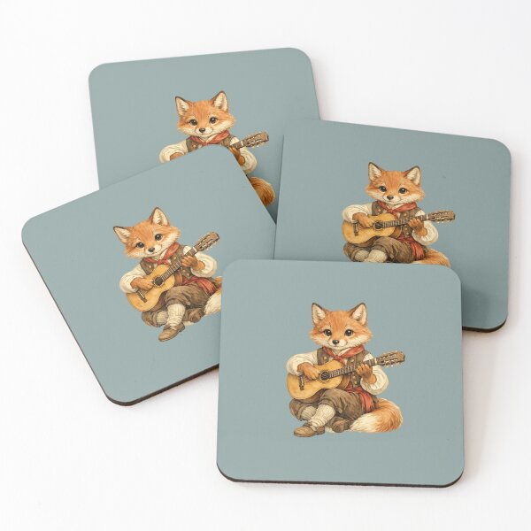 Item preview, Charming Watercolor Fox Musician with Guitar in Vintage Style designed and sold by DakotaPoppin.