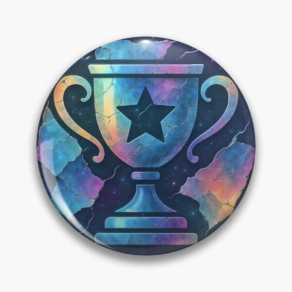 Item preview, Circular emblem with trophy and star cutout in iridescent rainbow designed and sold by Creative88Art.