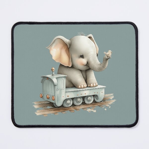 Item preview, Cute Baby Elephant Travels by Train Taking Care of His Bird Friend designed and sold by DakotaPoppin.