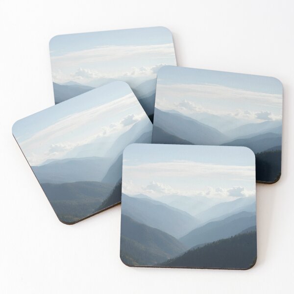 Item preview, Layered mountain range with atmospheric perspective and clouds designed and sold by NatureUnleashed.