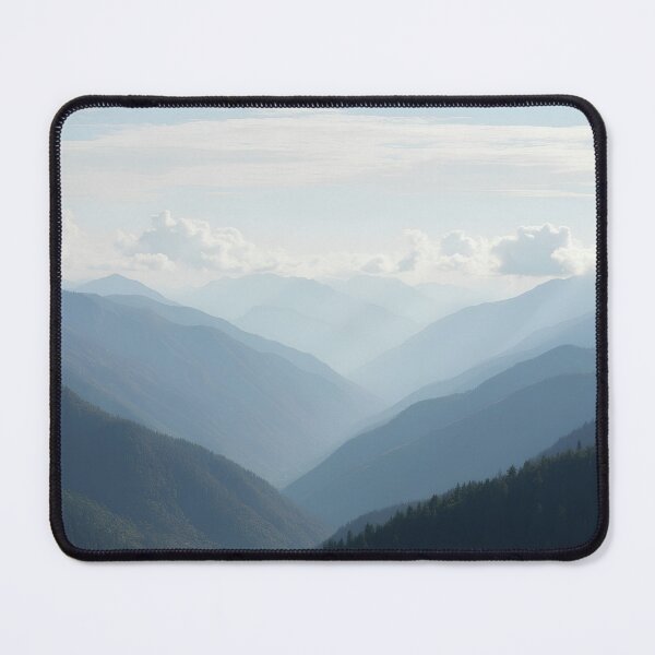 Item preview, Layered mountain range with atmospheric perspective and clouds designed and sold by NatureUnleashed.