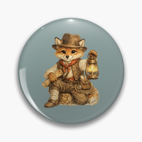 Item preview, Vintage Explorer Fox with Flashlight, Searching for Ancient Treasures designed and sold by DakotaPoppin.