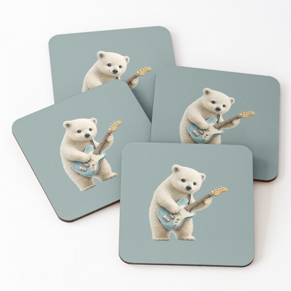 Item preview, Adorable Polar Bear Cub Rocking Out with Vibrant Blue Electric Guitar designed and sold by DakotaPoppin.