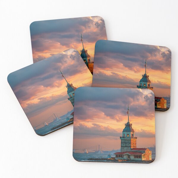 Item preview, Visit Maiden’s Tower - Retro Future Istanbul Travel Poster designed and sold by etuvibes.