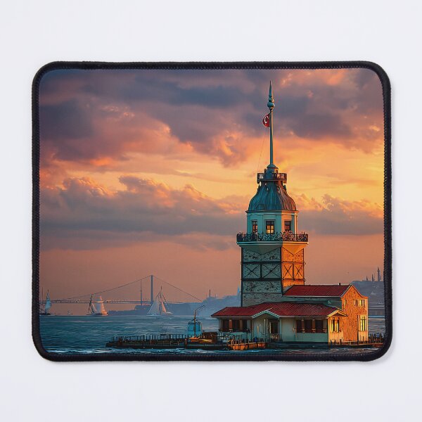 Item preview, Visit Maiden’s Tower - Retro Future Istanbul Travel Poster designed and sold by etuvibes.