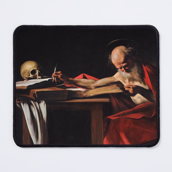 Item preview, Saint jerome writing in dramatic light baroque painting designed and sold by Jakub Nowak.