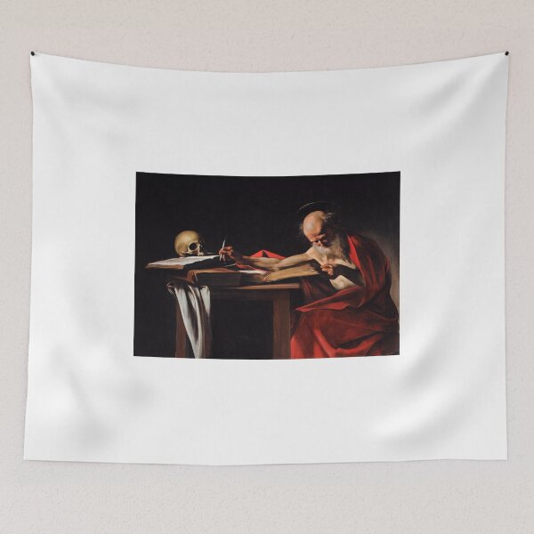 Item preview, Saint jerome writing in dramatic light baroque painting designed and sold by Jakub Nowak.
