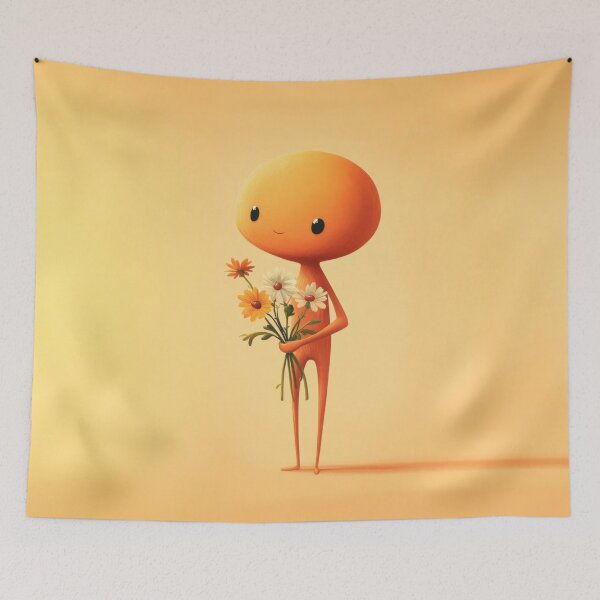 Item preview, Character with flowers on orange designed and sold by anytka.
