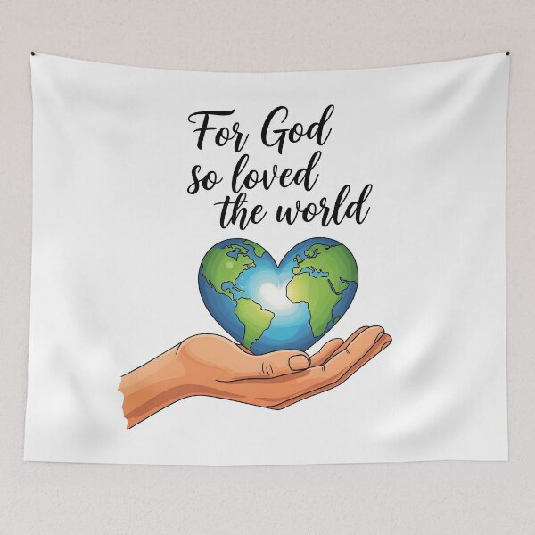 Item preview, God's Love for the World in His Hands – Christian Heart Earth Art. designed and sold by loveandlightrb.