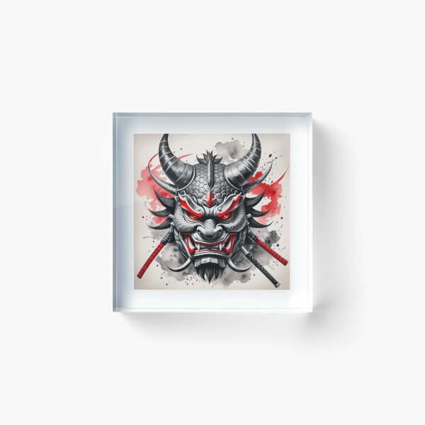 Item preview, Japanese watercolour dragon mask designed and sold by Nightowl Inspirations.