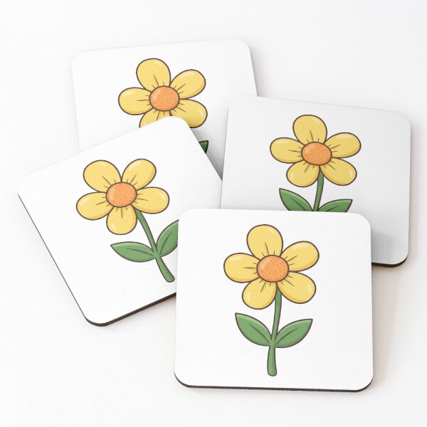 Item preview, Cute yellow flower clip art with vibrant green lea designed and sold by MagicMaker1984.