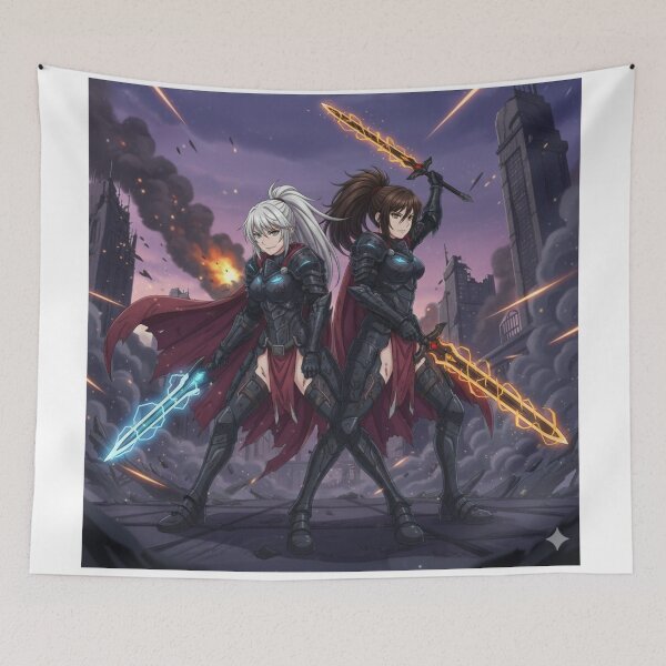 Item preview, Seraphina and Nyx, Twin Blade Guardians of the Ruins designed and sold by Prayful.