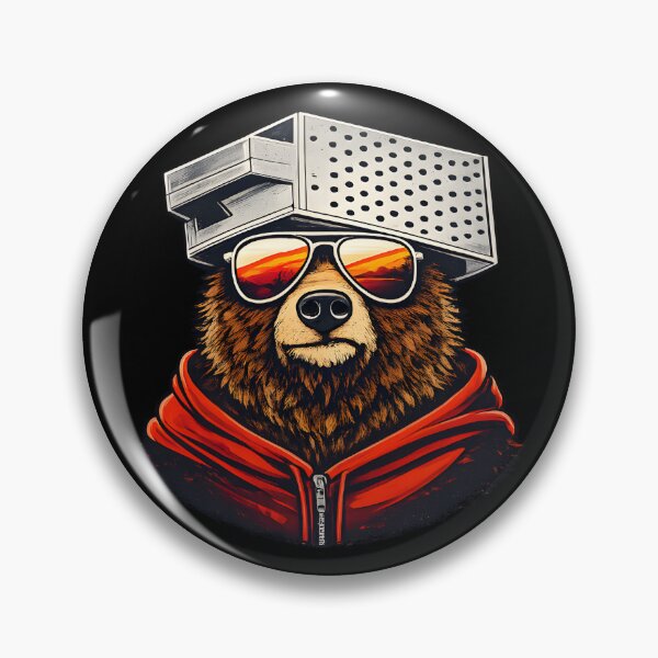 Item preview, Retro Bear with Cheese Grater Hat and Sunglasses Sunset Art designed and sold by Aesthetic-Avenue.