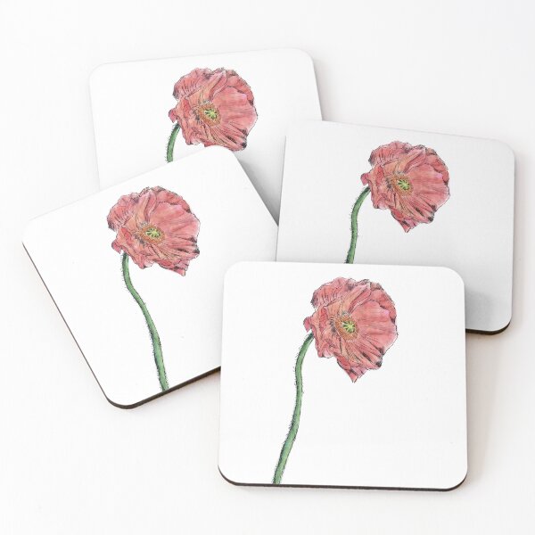 Item preview, Coral Poppy Pen and Watercolor Portrait designed and sold by Nathan Graves Art.