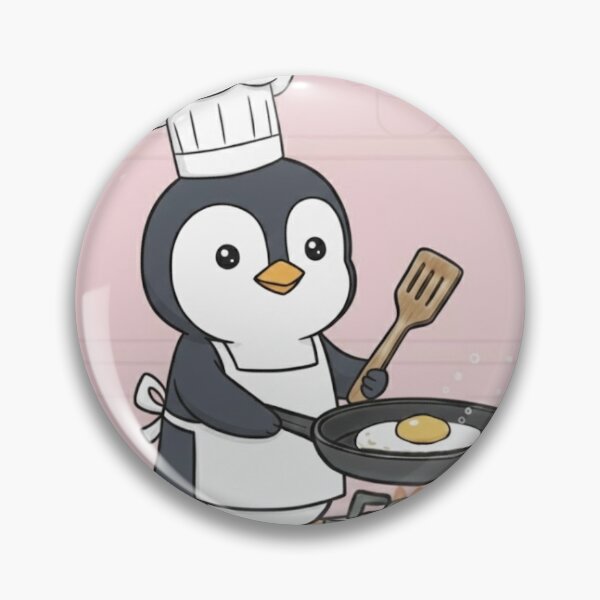 Item preview, Cute Penguin Chef Cooking an Egg | Funny Animal Cooking Art designed and sold by ProperGoodArt.