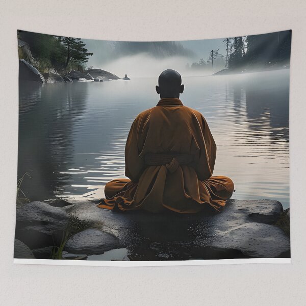 Item preview, A Zen Monk's Meditation Landscape designed and sold by Schoenenwald - Illustrations Uniques et Originales.