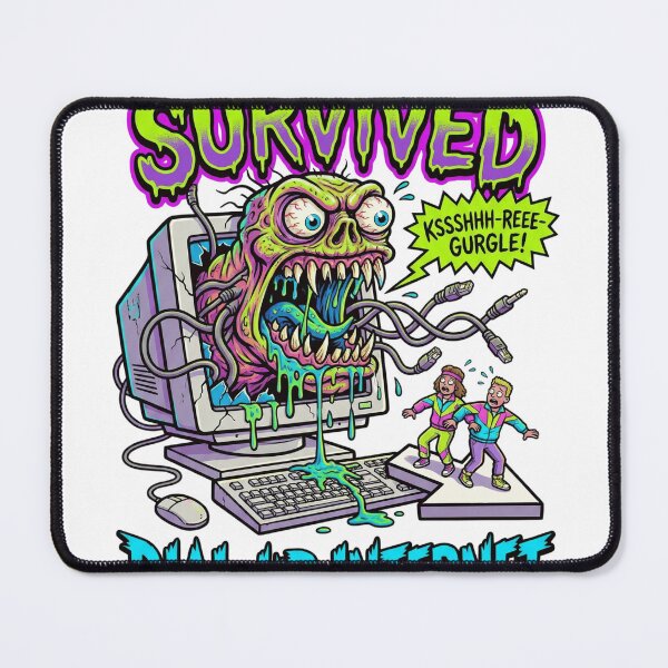 Item preview, Neon 90s Monster vs Dial-Up Survivor - Retro Tech Humor designed and sold by Chejen Charity.