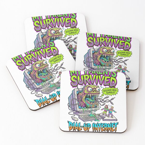 Item preview, Neon 90s Monster vs Dial-Up Survivor - Retro Tech Humor designed and sold by Chejen Charity.
