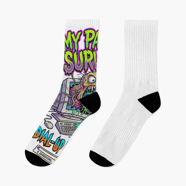 Item preview, Neon 90s Monster vs Dial-Up Survivor - Retro Tech Humor designed and sold by Chejen Charity.