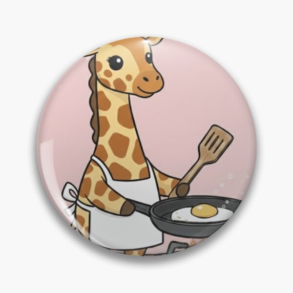 Item preview, Cute Giraffe Chef Cooking an Egg | Funny Animal Cooking Art designed and sold by ProperGoodArt.