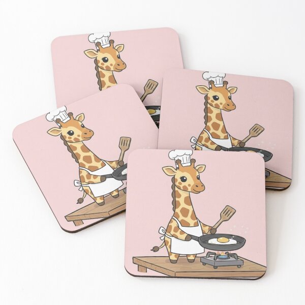 Item preview, Cute Giraffe Chef Cooking an Egg | Funny Animal Cooking Art designed and sold by ProperGoodArt.