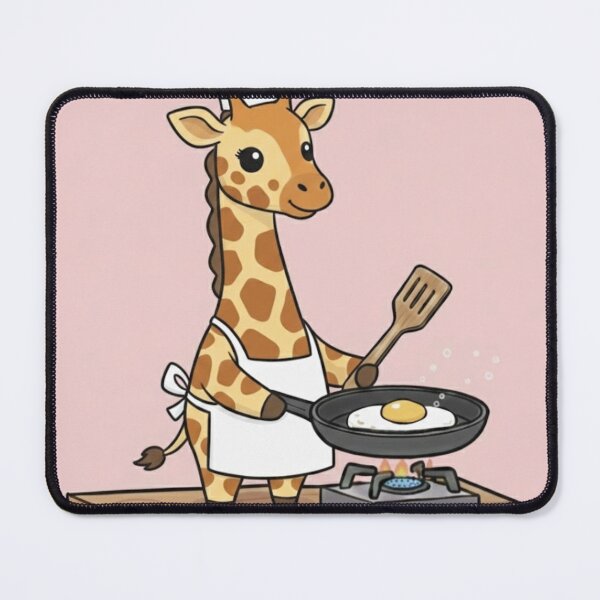 Item preview, Cute Giraffe Chef Cooking an Egg | Funny Animal Cooking Art designed and sold by ProperGoodArt.