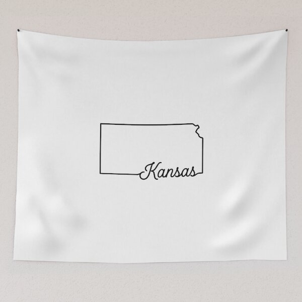 Item preview, Kansas State Outline – Minimal Script Typography Line Art designed and sold by Paper Drip.