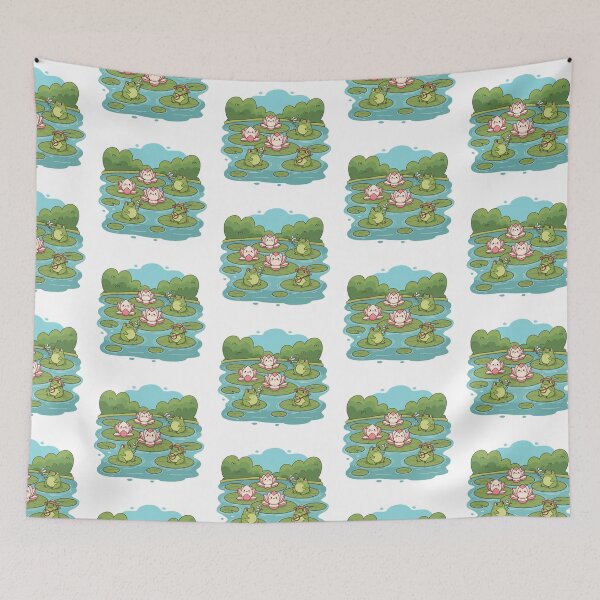 Item preview, Frogs are entertaining on lily leaves in a pond water designed and sold by MagicMaker1984.