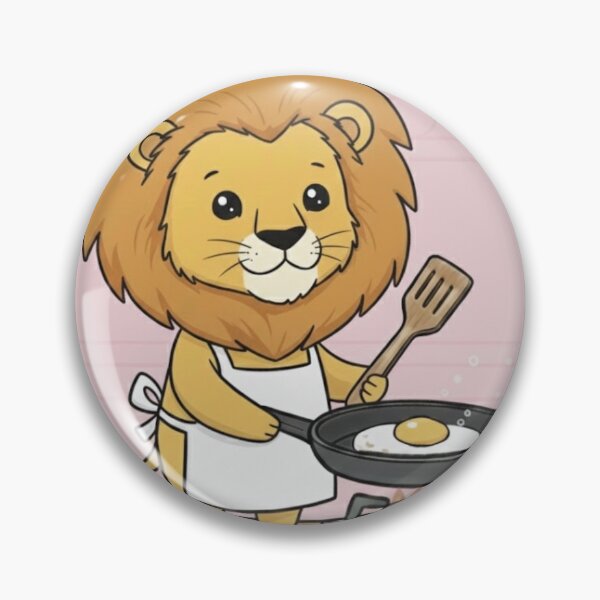 Item preview, Cute Lion Chef Cooking an Egg | Funny Animal Cooking Art designed and sold by ProperGoodArt.