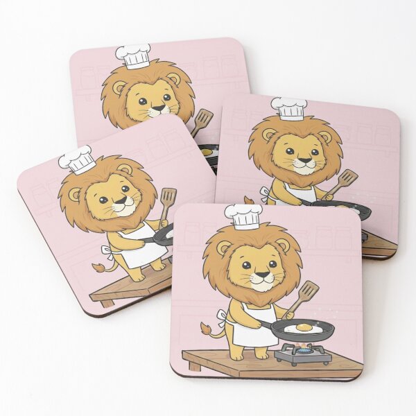 Item preview, Cute Lion Chef Cooking an Egg | Funny Animal Cooking Art designed and sold by ProperGoodArt.