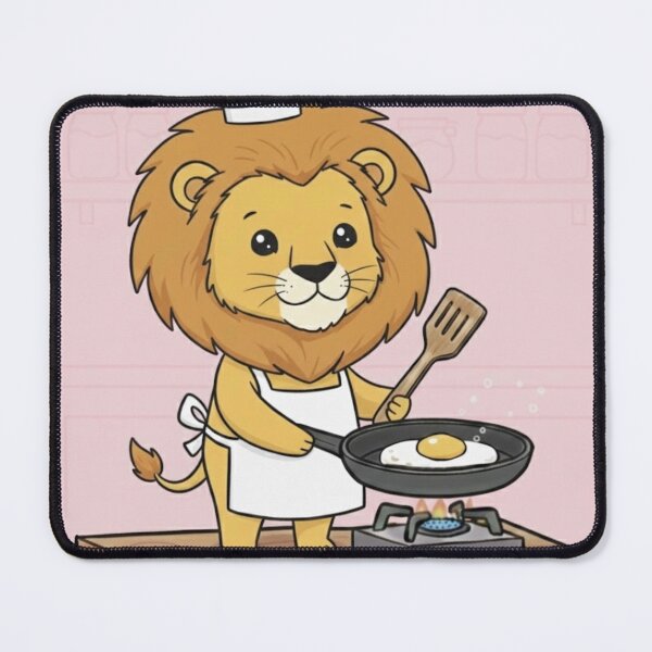 Item preview, Cute Lion Chef Cooking an Egg | Funny Animal Cooking Art designed and sold by ProperGoodArt.