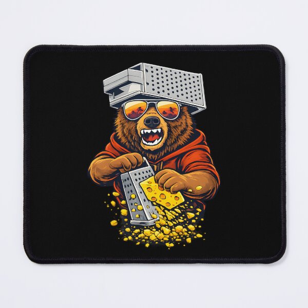 Item preview, Bear with Cheese Grater Hat and Sunglasses Retro Sunset designed and sold by Aesthetic-Avenue.