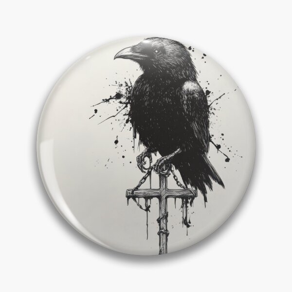 Item preview, Raven on sword with ink splatters designed and sold by anytka.