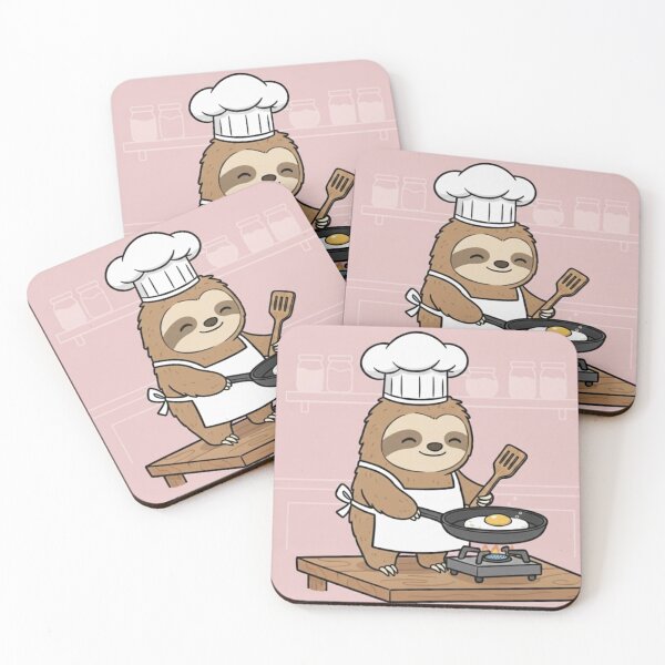 Item preview, Cute Lazy Sloth Chef Cooking an Egg | Funny Animal Cooking Art designed and sold by ProperGoodArt.