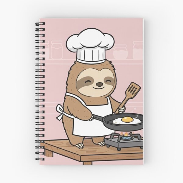 Item preview, Cute Lazy Sloth Chef Cooking an Egg | Funny Animal Cooking Art designed and sold by ProperGoodArt.