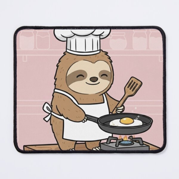 Item preview, Cute Lazy Sloth Chef Cooking an Egg | Funny Animal Cooking Art designed and sold by ProperGoodArt.