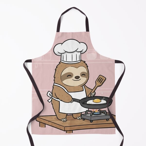 Item preview, Cute Lazy Sloth Chef Cooking an Egg | Funny Animal Cooking Art designed and sold by ProperGoodArt.