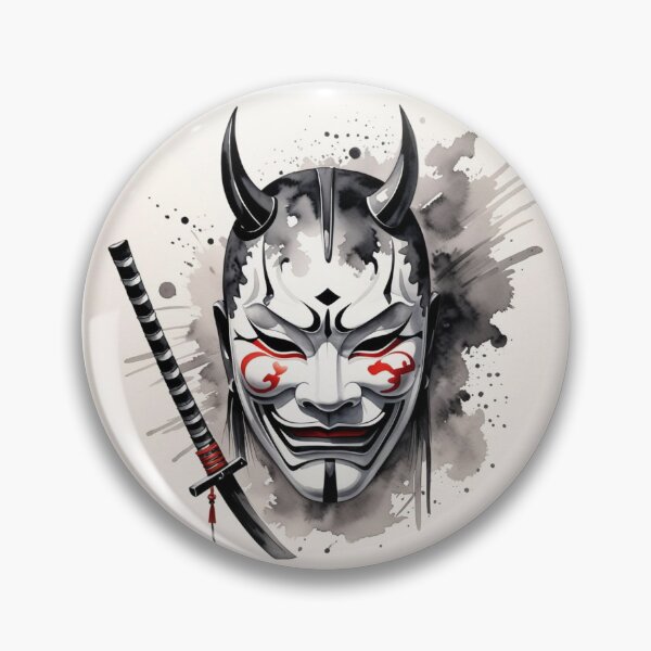 Item preview, Japanese onryo mask with katana designed and sold by Nightowl Inspirations.