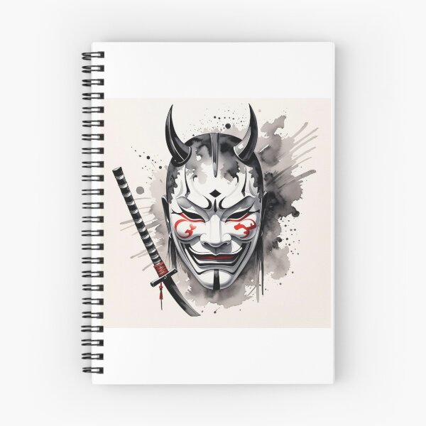 Item preview, Japanese onryo mask with katana designed and sold by Nightowl Inspirations.