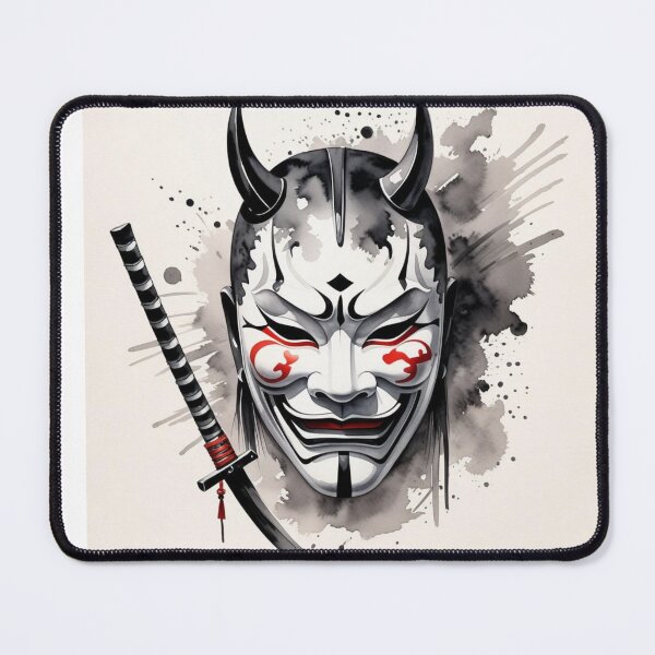 Item preview, Japanese onryo mask with katana designed and sold by Nightowl Inspirations.