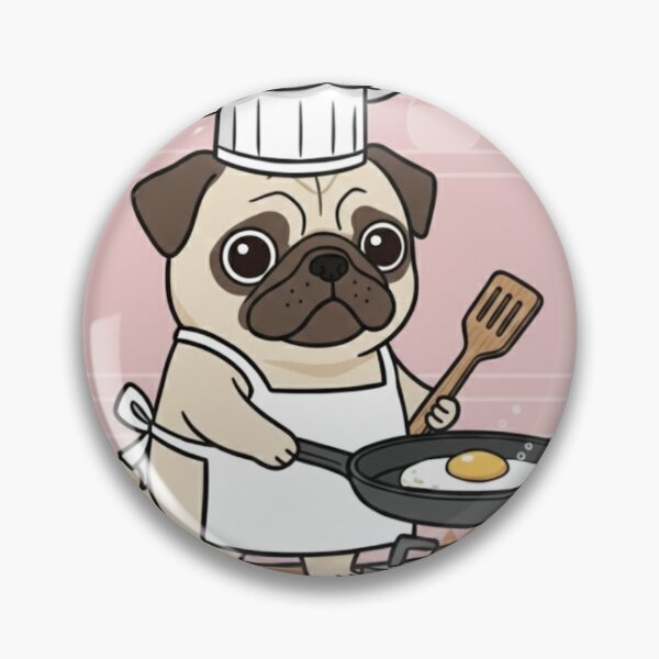 Item preview, Cute Pug Chef Cooking an Egg | Funny Animal Cooking Art designed and sold by ProperGoodArt.